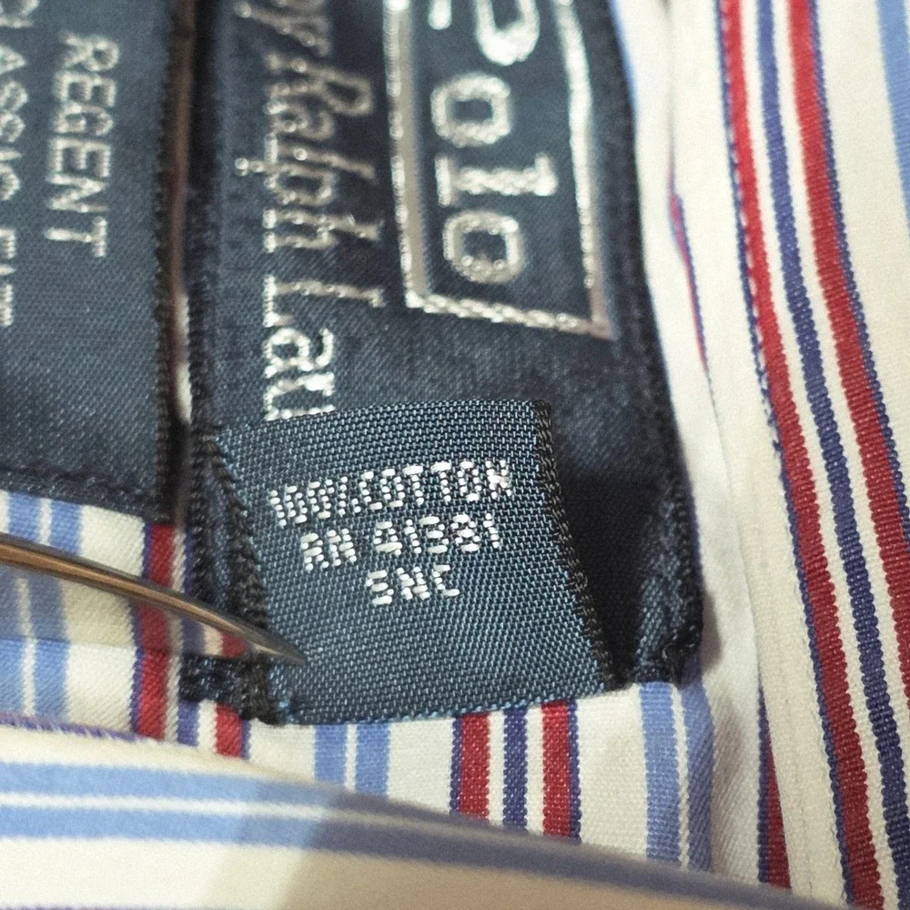 Polo Ralph Lauren Men's Shirt 17 1/2 34/35 Regent Classic Fit Striped Dress‎